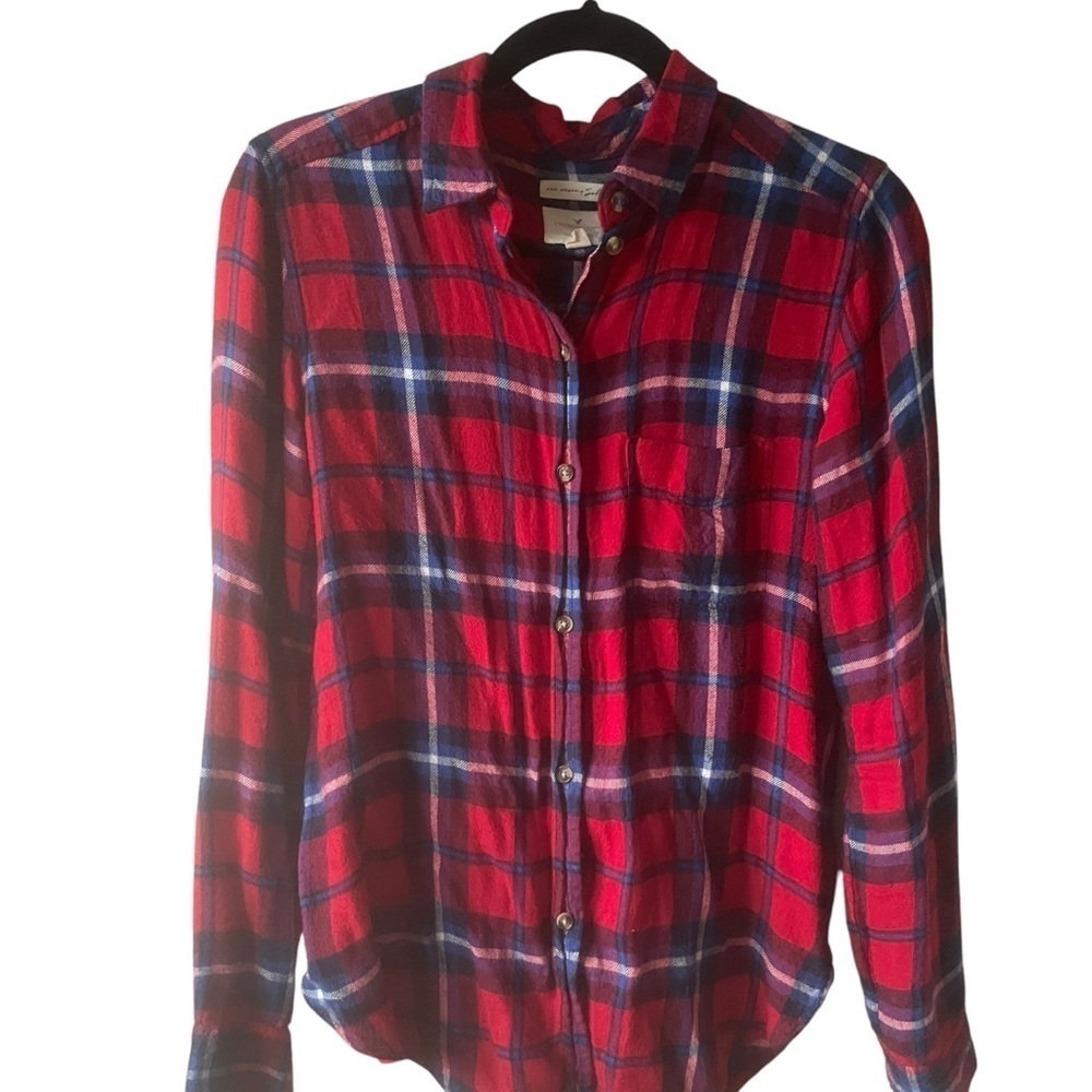 American Eagle Ahh-Mazingly Soft Shirt Size Small Petite Boyfriend Fit Plaid